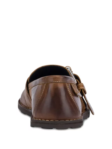 Bőr csatos loafer Moschino barna