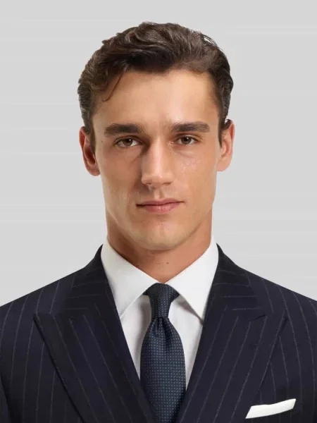 Garnitur o kroju slim fit z czystej żywej wełny model ‘H-HUGE’ Boss granatowy