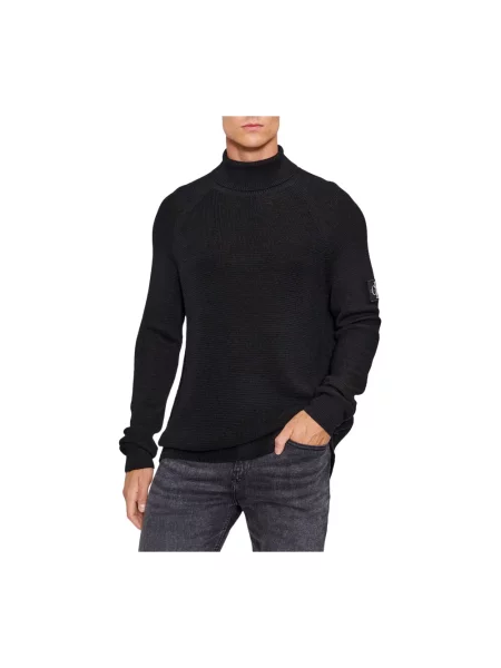 Golf kołnierzykowy sweter z golfem Calvin Klein zwężany czarny