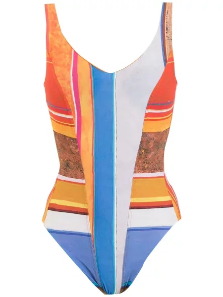 Costum de baie Amir Slama cu dungi portocaliu