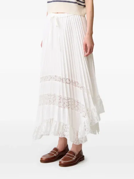 Sznurek ściągający spódnica midi Claudie Pierlot do kolan biała