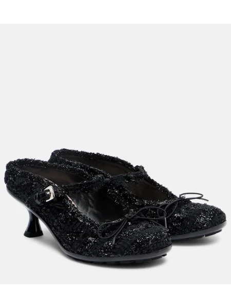 Papuci tip mules Simone Rocha din canvas negru