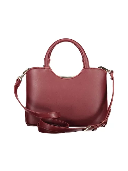 Lniana torebka Valentino Bags biznesowa czerwona