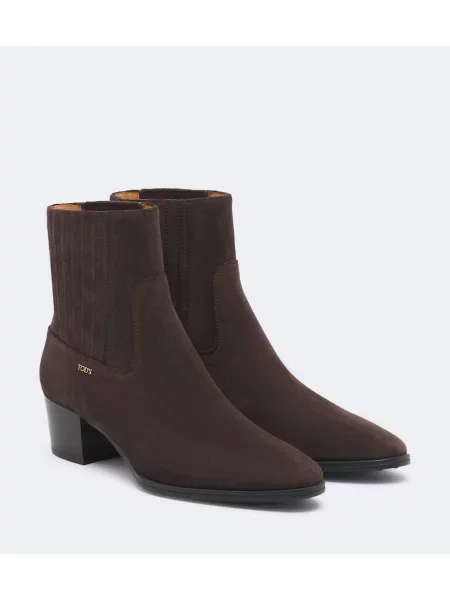 Semišové členkové čižmy Tod's hnedá