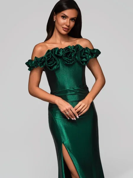 Rochie de seară Edoti de costum verde
