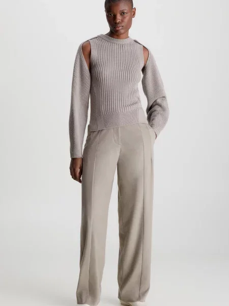 Шерстяной свитер Calvin Klein без косточек бежевый