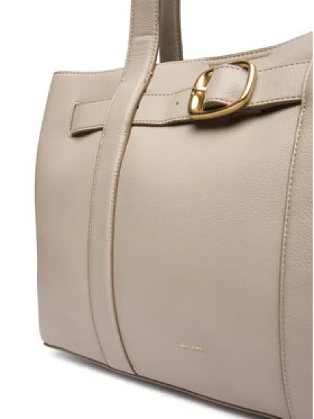 Kabelka Calvin Klein Buckle Medium Tote Écru béžová