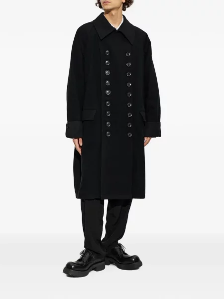 Двуредно палто Yohji Yamamoto черно