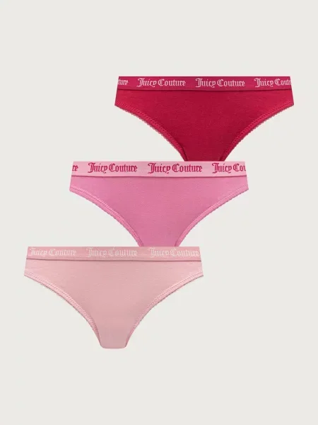 Juicy Couture nohavičky dámske s elastanom DIDDY FEMME COTTON SCALLOPED BRIEF ružová