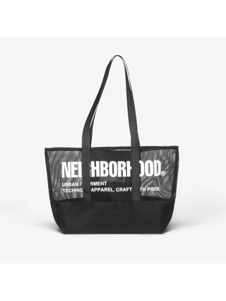 Geantă NEIGHBORHOOD Mesh Tote Bag Black Universal negru