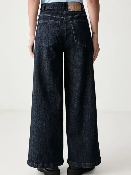 Adidas Originals дънки wide leg дамски Denim Pleats синьо