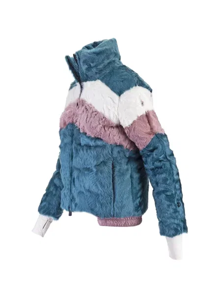 Geacă Moncler Grenoble cu blană albastru
