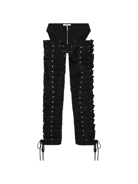 Pantaloni Srvc Studio cu șireturi din dantelă cu tepi negru