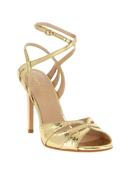 Sandale Twinset cu imagine cu model piele de șarpe auriu