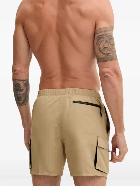 Slip de baie Nike cu gât halter cu imagine cu imprimeu geometric negru