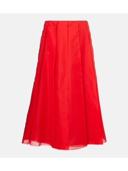 Fustă midi Altuzarra de mătase până la genunchi roșu