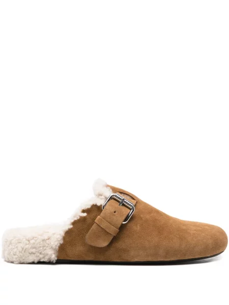 Papuci tip mules Isabel Marant cu cataramă maro