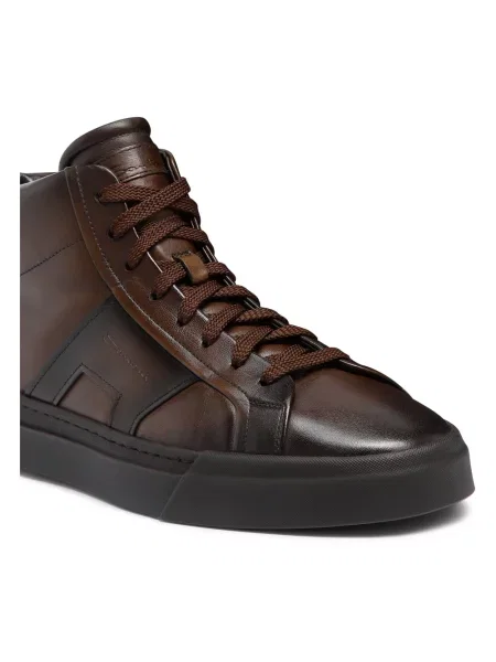 Sneakersy Santoni skórzane brązowe