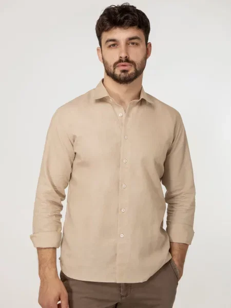 Льняная рубашка Andreas Moskin бежевая
