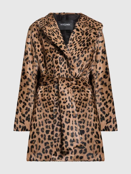 Шуба Praga в принт Simonetta Ravizza коричнева
