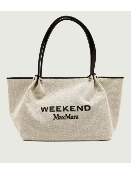 Weekend MaxMara Geantă shopper Wkagetto cu adaos de piele bej