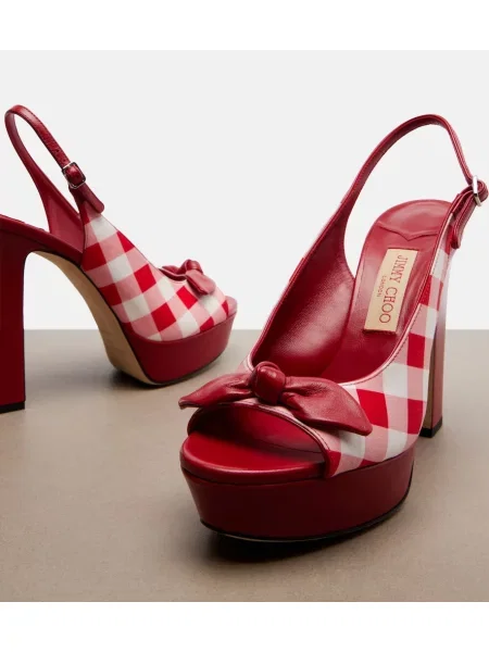 Pantofi cu toc Jimmy Choo în carouri roșu