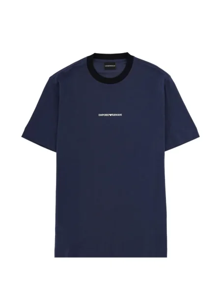 Tričko Emporio Armani s autogramem modré