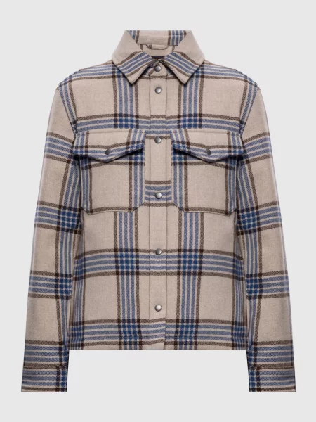 Пухова куртка в клітинку Woolrich бежева
