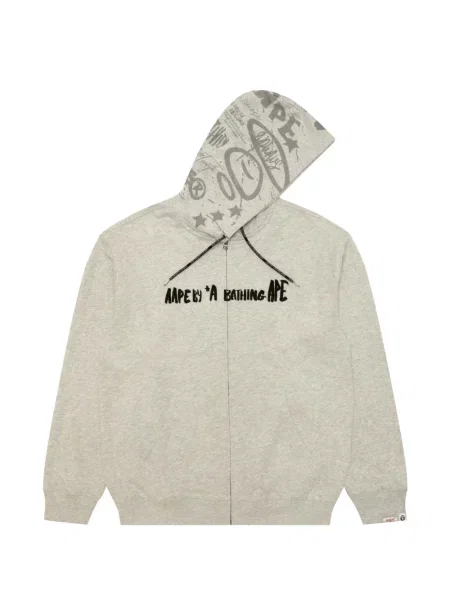 Hanorac cu glugă Aape By A Bathing Ape cu autograf gri