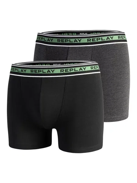 REPLAY Boxeri gri metalic / verde deschis / negru alb