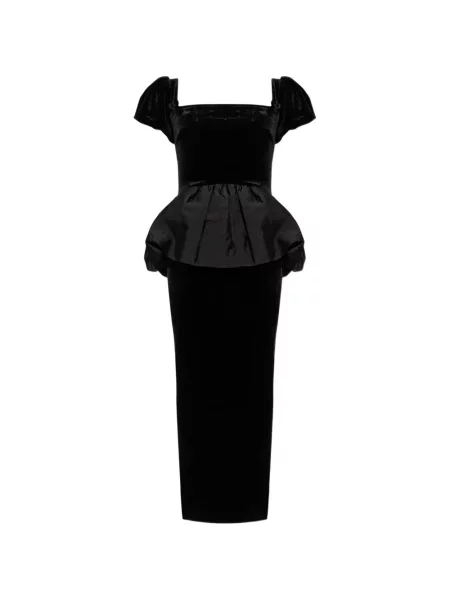 Rochie midi Self-portrait de catifea negru