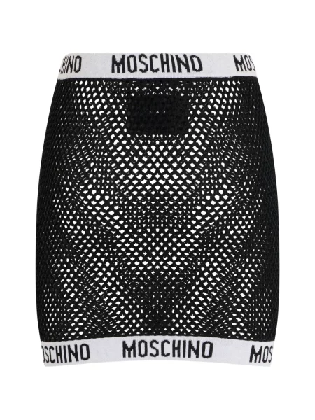Fusta mini Moschino plasă cu autograf negru