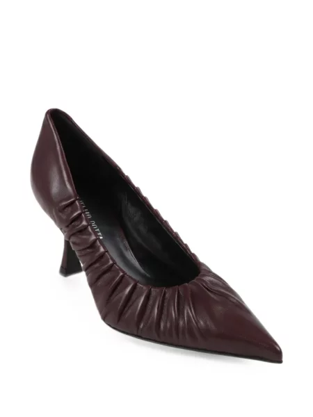 Pantofi cu toc Guglielmo Rotta din piele cu volane maro