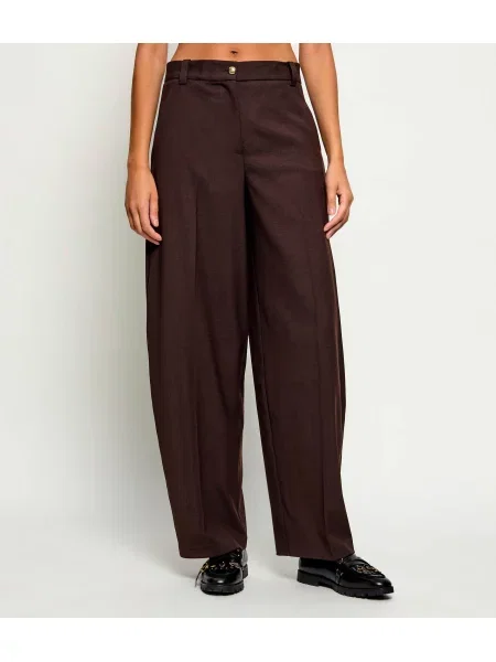 Pinko Pantaloni Balbino | Relaxed fit cu adaos de lână maro