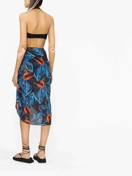 Fustă Louisa Ballou cu model floral cu imagine albastru