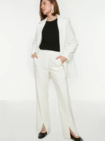 Pantaloni Trendyol cu talie înaltă gri