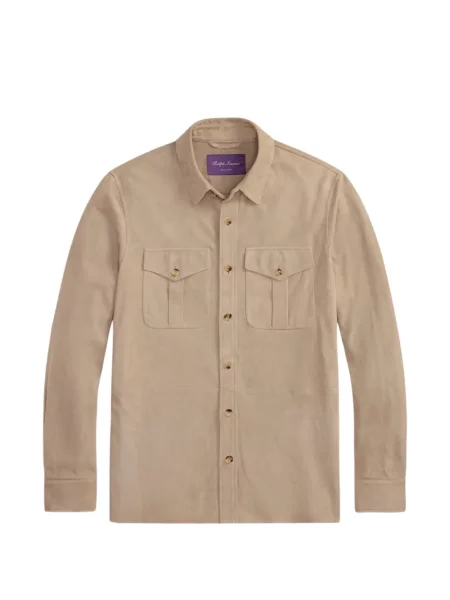Geacă Ralph Lauren Purple Label din piele de căprioară violet