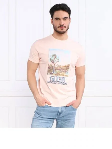GUESS Tricou DESERT PHOTO roz