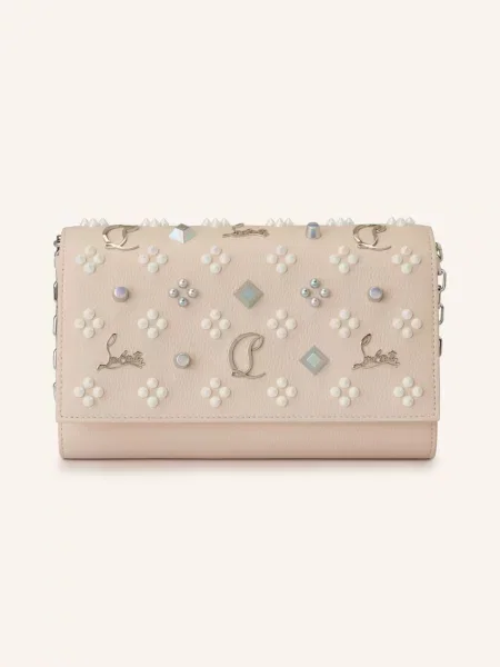 Christian Louboutin Torba Na Ramię Paloma Z Nitami beige beżowa