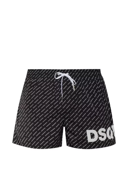 Slip de baie Dsquared2 cu autograf cu cordon negru