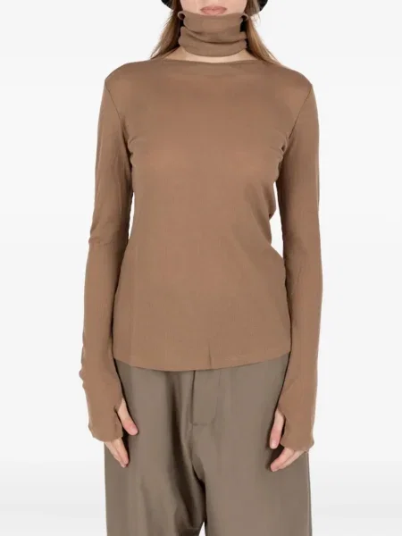 Koszulka Société Anonyme prążkowana brązowa