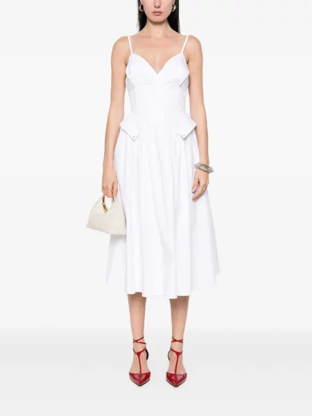 Rochie midi Elisabetta Franchi până la genunchi de costum alb