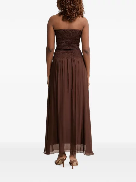 Rochie maxi Haveone fără bretele maro