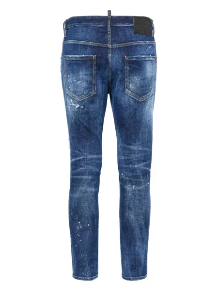Skinny jeansy skinny Dsquared2 z przetarciami niebieskie