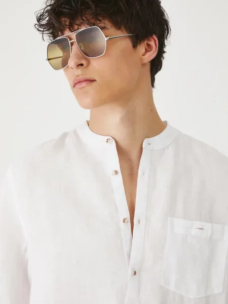 Ленена риза Medicine със стандартна кройка с права яка бяло