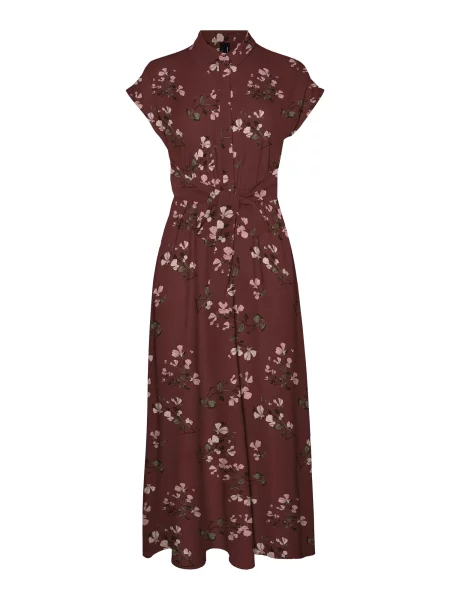 VERO MODA Dolga srajca VMNEWHALLIE temno zelena / roza / karminsko rdeča bela