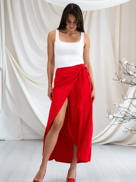 Спідниця міді RiMari віскоза/модал червоний