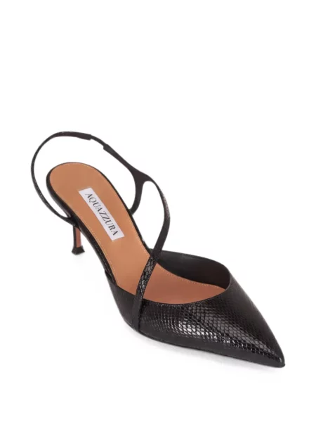 Gyvatės rašto bateliai Aquazzura slingback juoda