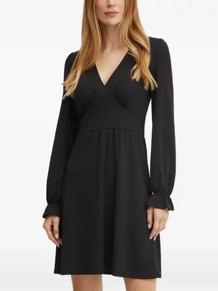 Lung rochie mini Morgan cu decolteu în V negru