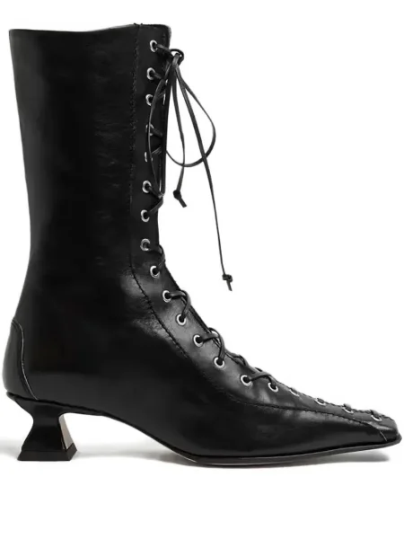 Botine Miista cu șireturi din dantelă negru